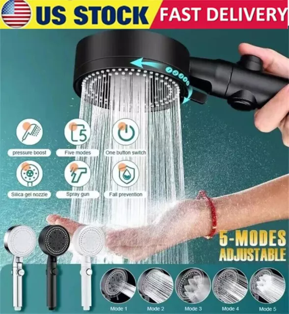 High-Pressure Shower Head Multi-Functional Hand Held Sprinkler With 5 Modes New