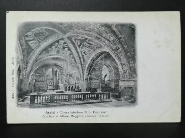 Cartolina Assisi Chiesa Inferiore di S.Francesco Crociera e Altare Maggiore L227