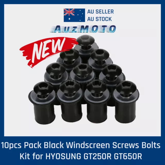 10x M5 Motorcycle Windscreen Windshield Fairing Screen Nut Bolt Screw Black