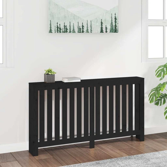 Vidaxl Copertura Termosifone Nera 153x19x84 cm Legno Massello di Pino