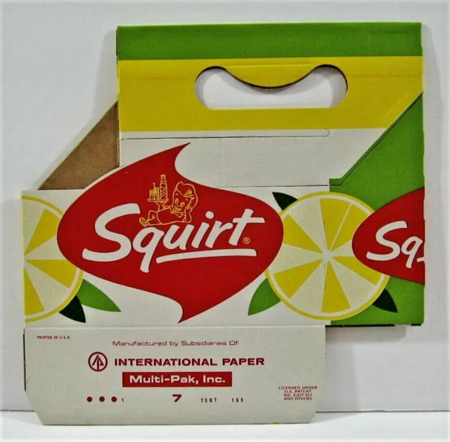 Vintage Squirt Soda Pop Bottle 6 Pack Carrier Carton Unused Old Store Stock