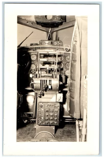 c1940's Airplane Cockpit Interior RPPC Photo Unposted Vintage Postcard