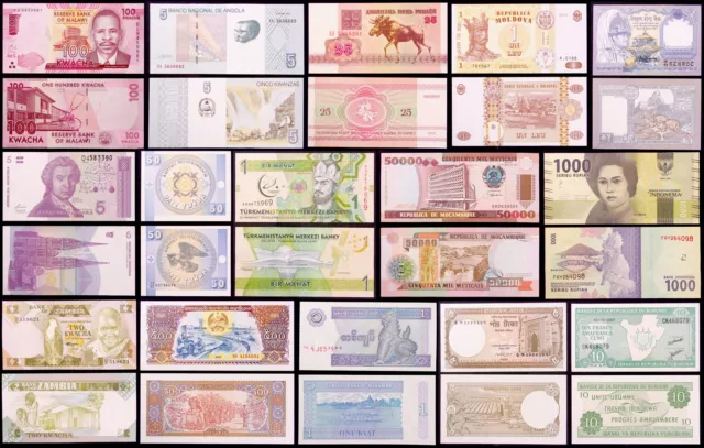 Billetes del Banco Mundial - Todos sin circular - Todos solo 99p - 15% de descuento en más de £15