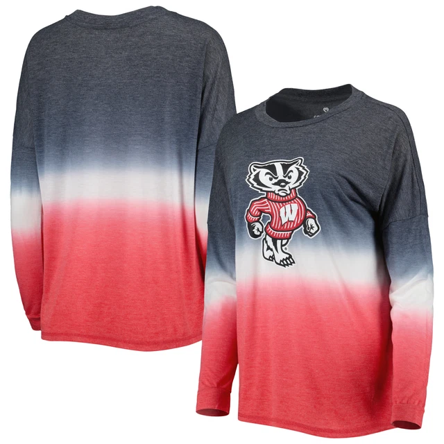 Women's Colosseum Heathered Black/Heathered Red Wisconsin Badgers Winkle Dip-Dye