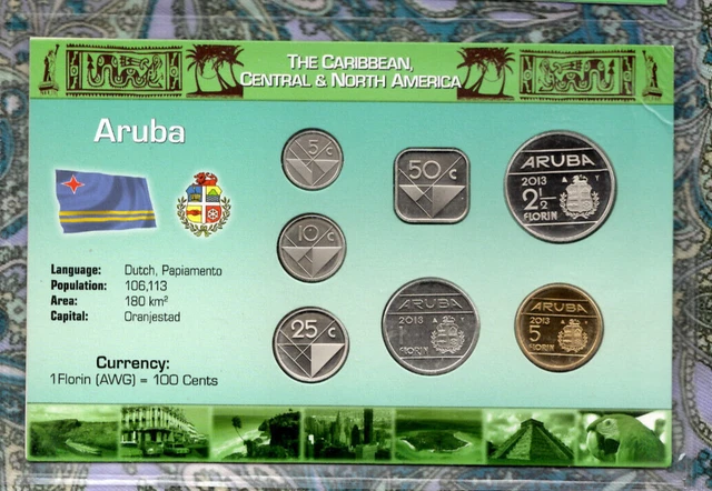 Littleton World Coin Set Aruba UNC 5,2.5,1 Florin 5,10,25,50 Cents 2013
