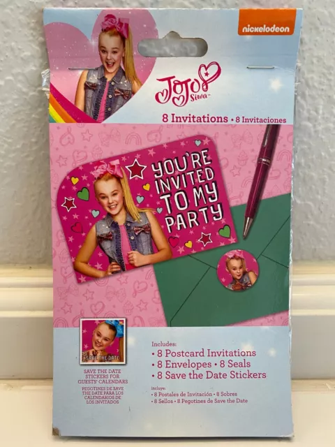 JoJo Siwa Birthday Party Invitations Envelopes Seals Save The Date Stickers 8 ct