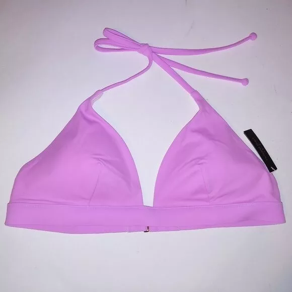 Victoria Secret Swim Bikini Top Medium Solid Light Purple Halter Triangle New