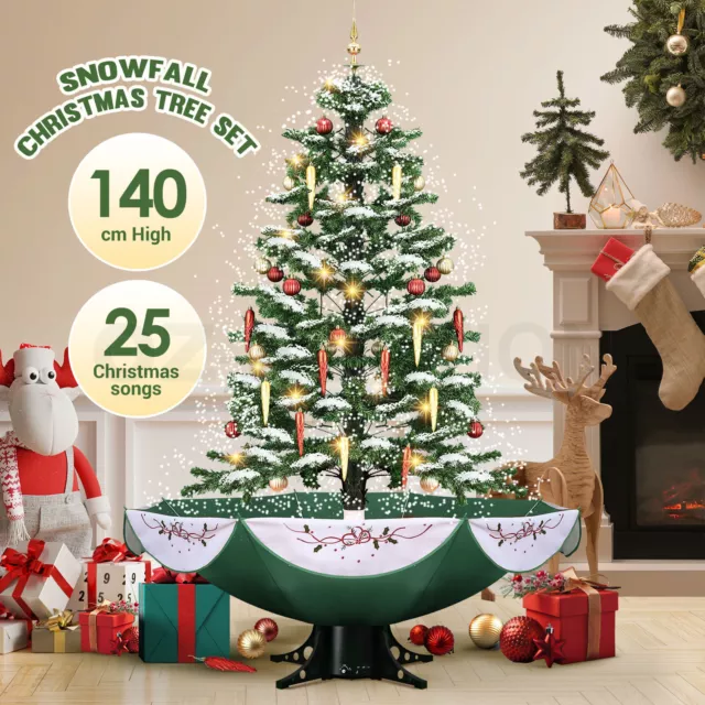 1.4M Christmas Snowing Tree w/Umbrella Base Xmas Decoration LED String Music