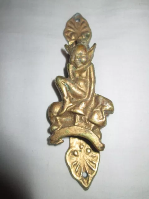 Old Brass Lucky Cornish pixie door knocker