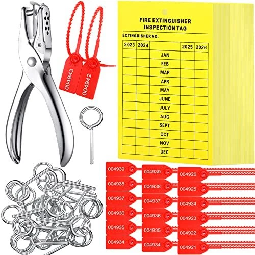 Monthly Fire Extinguisher Inspection Tags Set Including 2023-2026 Maintenance...