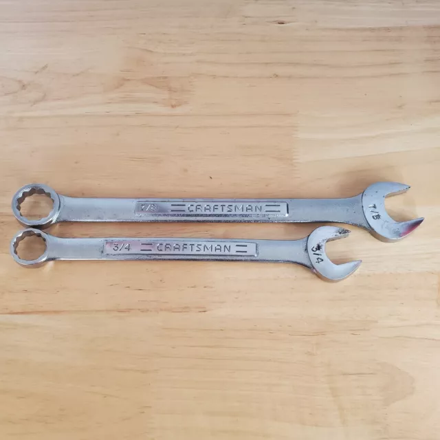 2 Craftsman SAE Series -V^- 12pt Combination Wrench Set 7/8", 3/4"