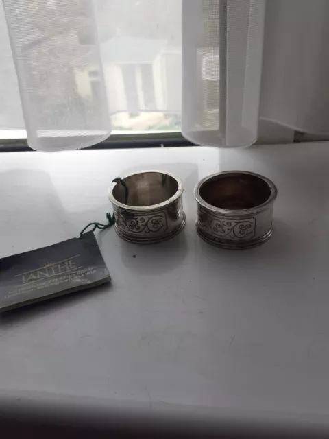 Pair Of Vintage Silver Plated Napkin Rings, Ianthe.