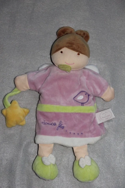 Doudou Et Compagnie Douce Fee Marionnette Mauve Violet Vert Oiseau Etoile Neuf