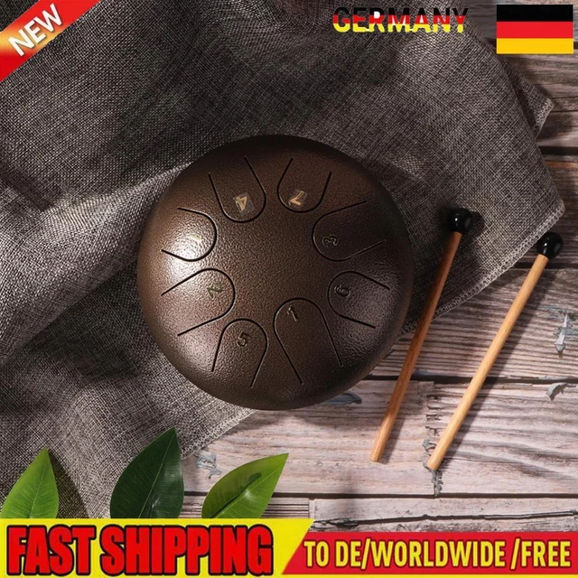 TTSAM 6 Zoll Ethereal Steel Tongue Drum 8 Tune Hand Pan Drum Tank mit Schl?eln D