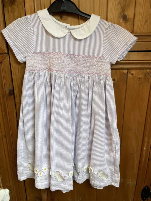 Girls JoJo Maman Bebe Smocked Dress Age 4-5 Years Vgc
