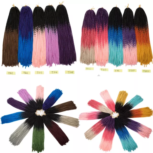 Crochet 10% Human Hair extensions Soft Dread Lock Hair Faux Locs Purple 24" PN3 2