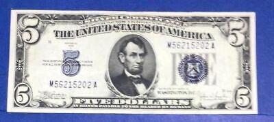 1934C $5 Blue SILVER Certificate X5202 Choice XF! Crispy! Old US Currency!