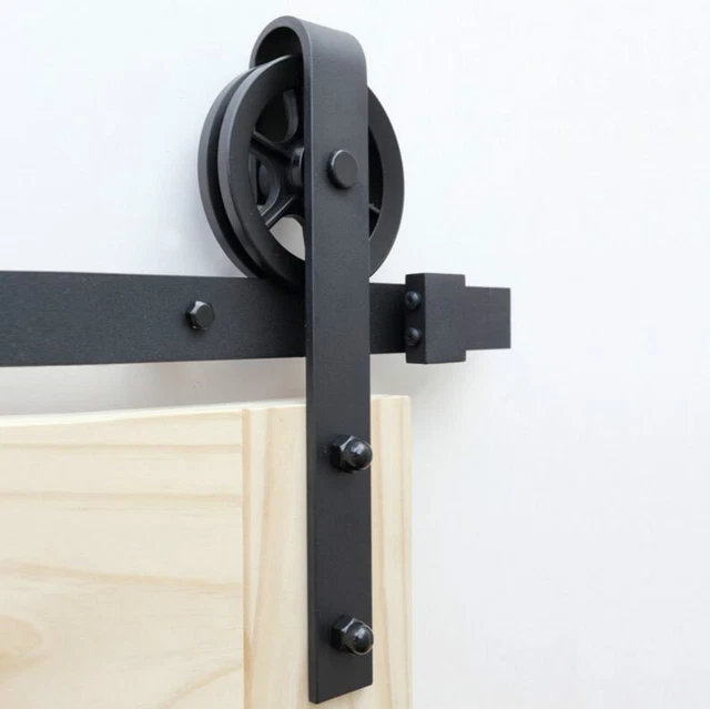 4~8FT Big Strap Spoke Wheel Sliding Wood Barn Single Door Hardware Closet Kit