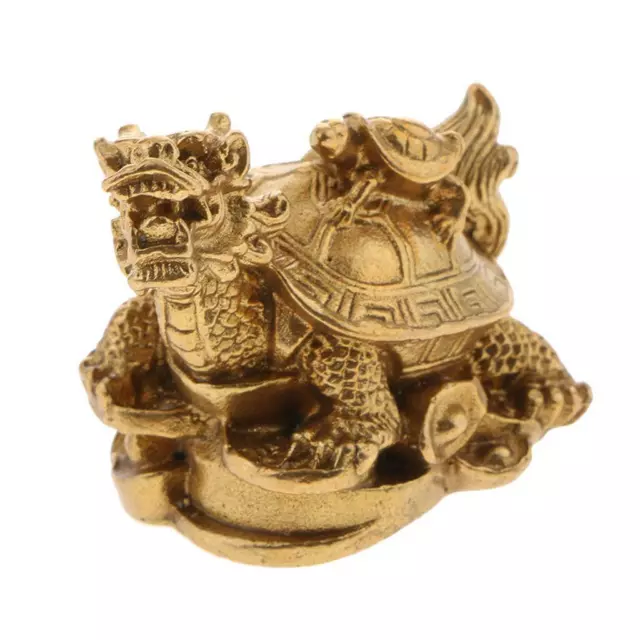 Golden Copper Dragon Turtle Tortoise Statue Money Wealth Figure Turtle