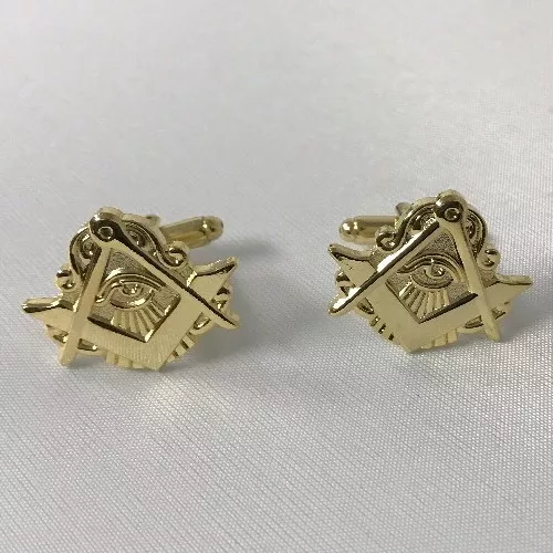 Freemason Masonic Cufflinks In Gold Tone