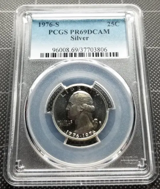 1976-S PCGS Graded PR-69 DCAM PROOF DEEP CAMEO US Silver Bicentennial Quarter