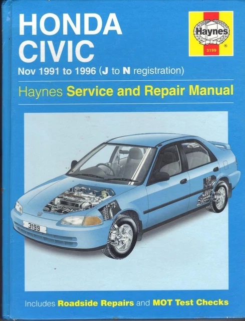 HONDA CIVIC,S,Si,ESi,CRX DEL SOL,SE,VTEC,MARLIN,BALI HAYNES MANUAL 1991-1996
