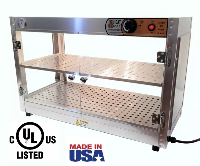 WeChef Commercial Food Warmer 2-Tier 110V Countertop Food Pizza Warmer 750W  24x15x20 Pastry Display Case
