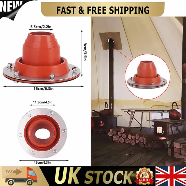 Heat Resistant Silicone Roofing Pipe Flashing Tent Stove Jack Kit Round Base NEW