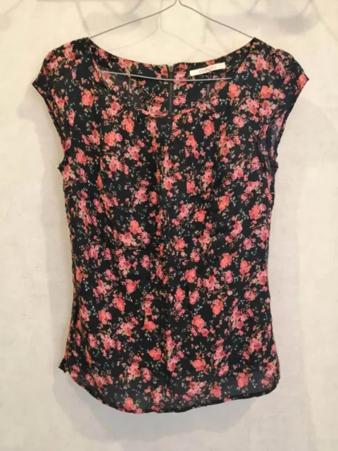 BLOUSE NOIRE ET rose a fleurs viscose T36 camaieu 2303034 F EUR 12 00 PicClick FR