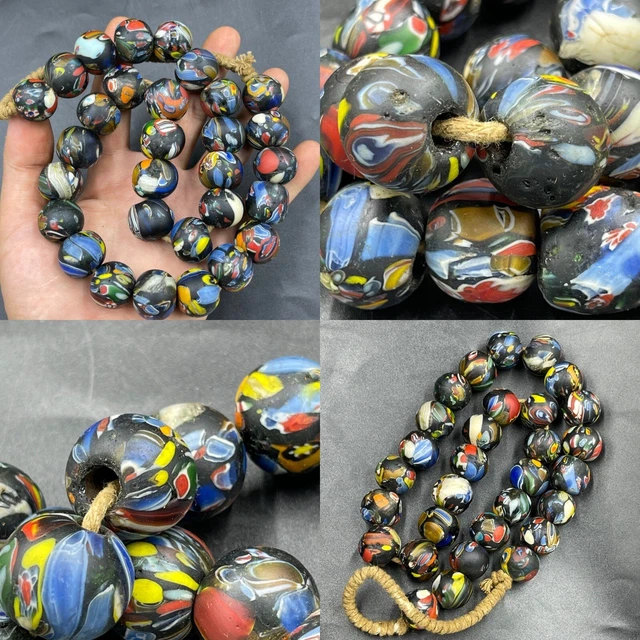 Unique Ancient African Mosaic Glass Rare Beads Lot Beads Old Jewelry Necklace