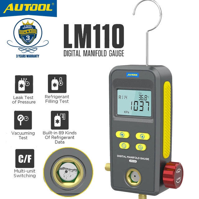 LM110 DIGITAL REFRIGERATION Manifold Gauge HVAC System Vacuum Pressure