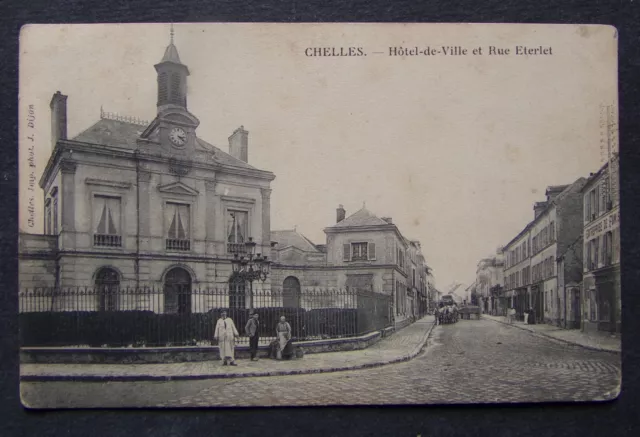 C395B) CPA CHELLES Hôtel de Ville et Rue Eterlet ... 1907