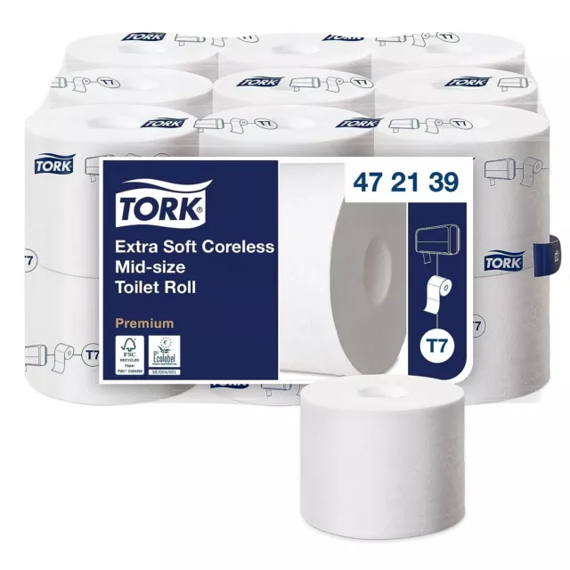 Tork 472139 extra weiches hülsenloses Midi Toilettenpapier in Premium 18 Rollen