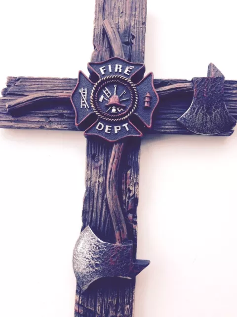 Fireman Cross 12x7 inches Fire & Rescue New Wall Hanging Patriotic USA Decor