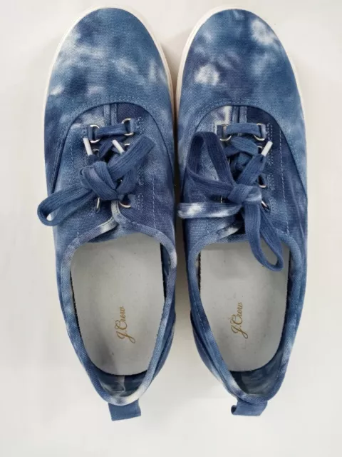 JCrew Womens Shoes Size 10 Crinkle Tie Dyed Canvas Blue White Sneakers Boat
