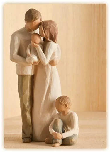 Willow Tree Figurines Set Mother Father & Baby with Son