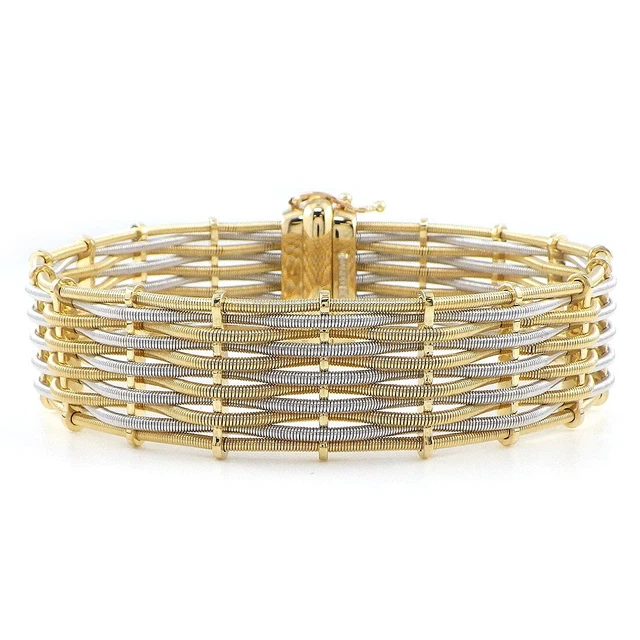 MARCO BICEGO Bracelet Wire Mesh Net Wave Wide Two Color 750YG 750WG MARCO BICEGO Bracelet Wire Mesh Net Wave Wide Two Color 750YG 750WG