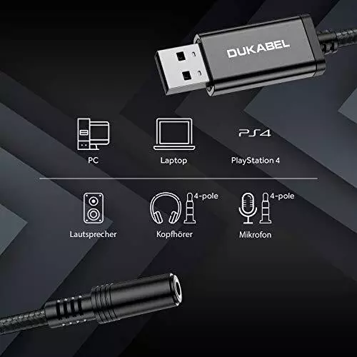 DuKabel USB Externe Soundkarte USB auf 3.5mm Klinkenbuchse (4 Pole CTIA) Ster... 2