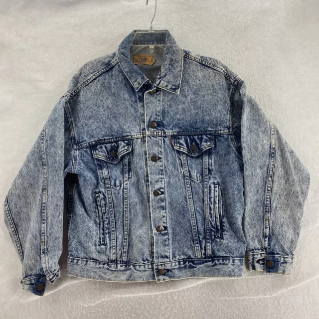 VTG 80's Levis Trucker Denim Jacket Mens M USA 70507-0219 Acid Wash Stone Wash