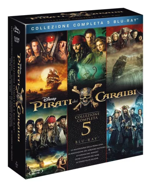 Pirati Dei Caraibi Disney Collezione Completa 5 Dvd Blu Ray Sigillati 2017