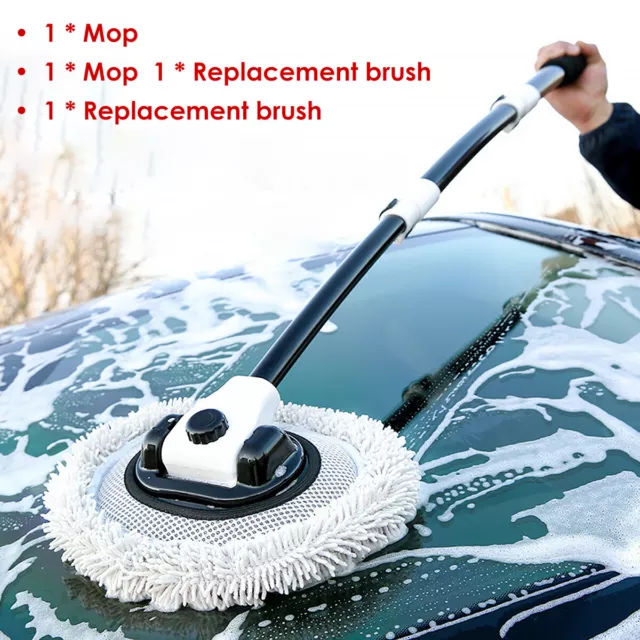 Car Wash Brush with Long Handle 15° Bend Car Cleaning Mop 90° Rotating LE