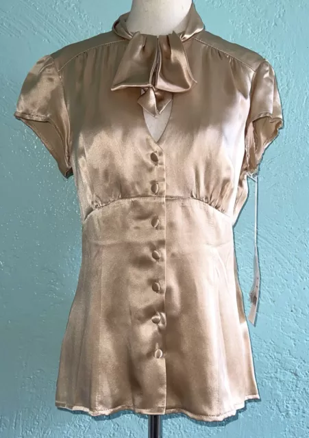 NEW! Nanette Lepore Silk Classical Bow Top Dress Anthropologie Blouse Shirt Sz 8