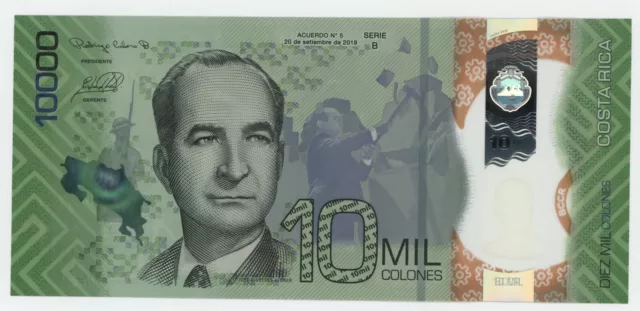 Costa Rica 10000 Colones 20-9-2019 Pick 283 UNC Uncirculated Banknote Perezoso