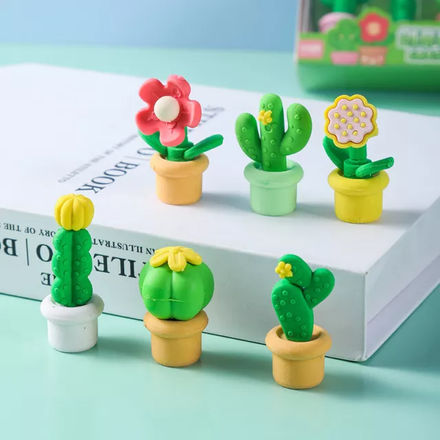 4Pcs Cute Creative Cartoon Succulent Cactus Shape Box-packed Eraser Stationery