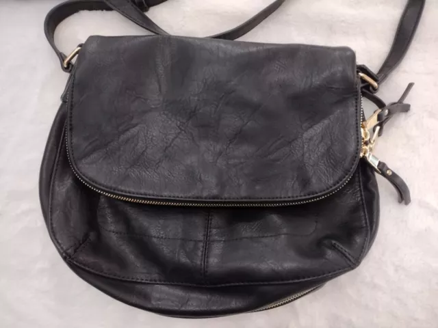 Miztique Black Vegan Leather Soft Crossbody Adjustable Strap Purse Shoulder Bag