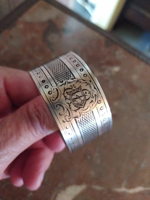 Rond De Serviette En Argent Massif - Minerve Premier Titre 30g - Monogrammé N°3 Paris