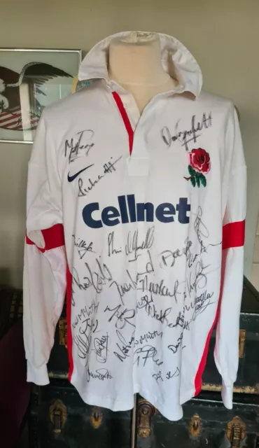Rare Match worn  5 nations Rare England Rugby1999 Team signed Signed#21