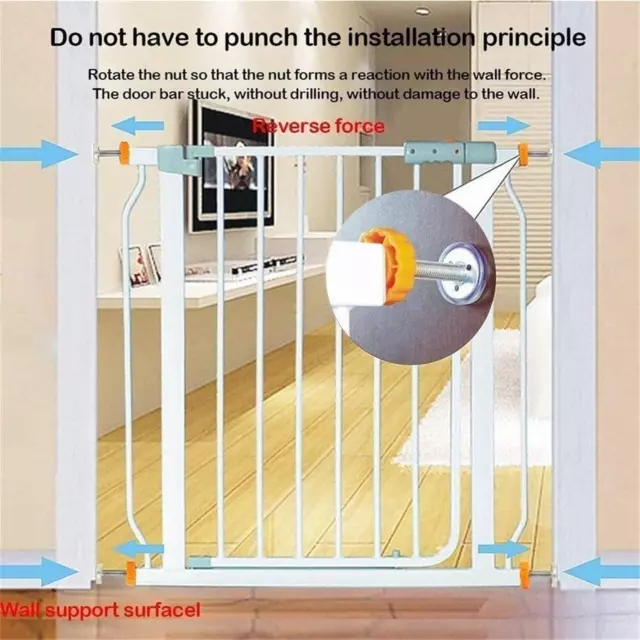 4 Packs Pressure Mounted Baby Gates Threaded Spindle Rods, Walk Thru Gates M10 x 2