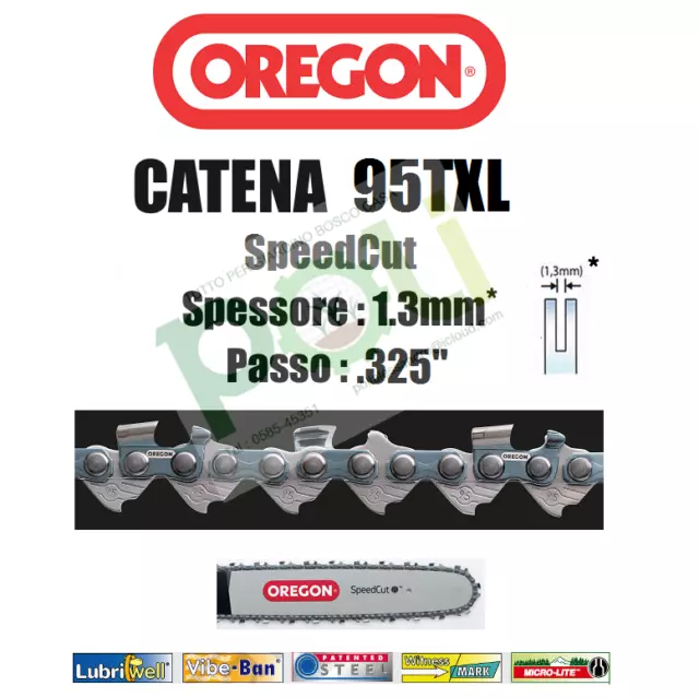 Catena Oregon Speed Cut 95Txl Professionale Passo 325" Spessore 1,3Mm New 95Vpx