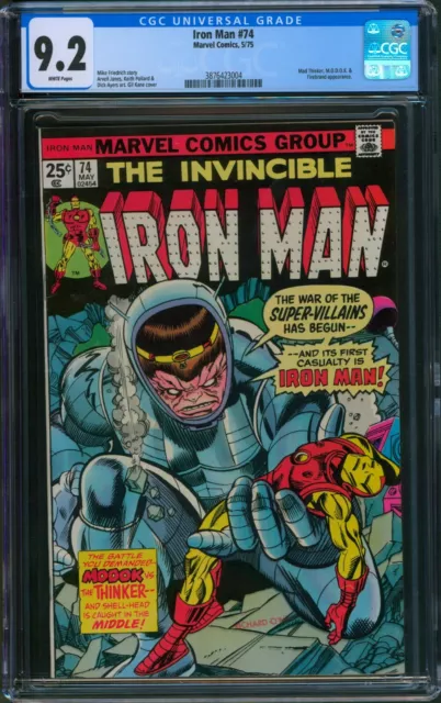 Invincible Iron Man #74 CGC 9.2 NM- Wp Marvel Comics 1975 Modok Vs. Thinker